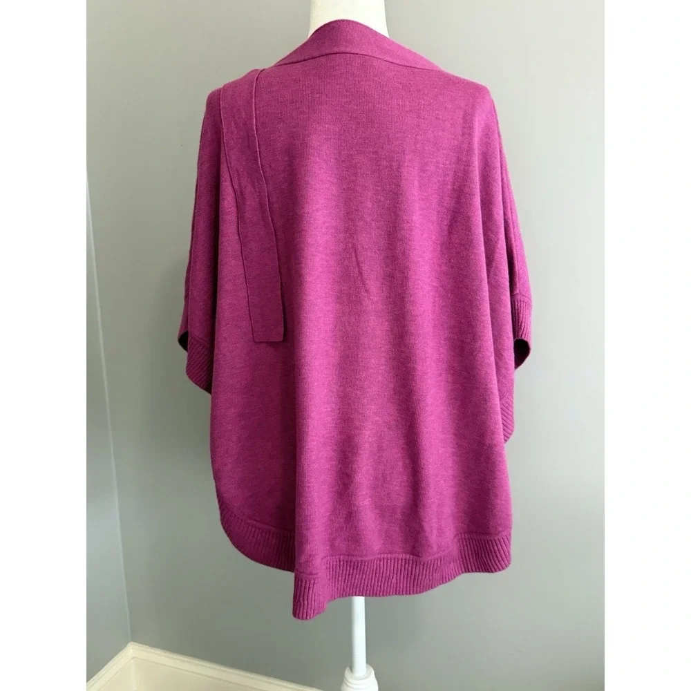 Talbots Tie Neck Soft Knit Poncho Cape Pink Purple Top Layer Sash Lightweight Lg - Picture 7 of 12